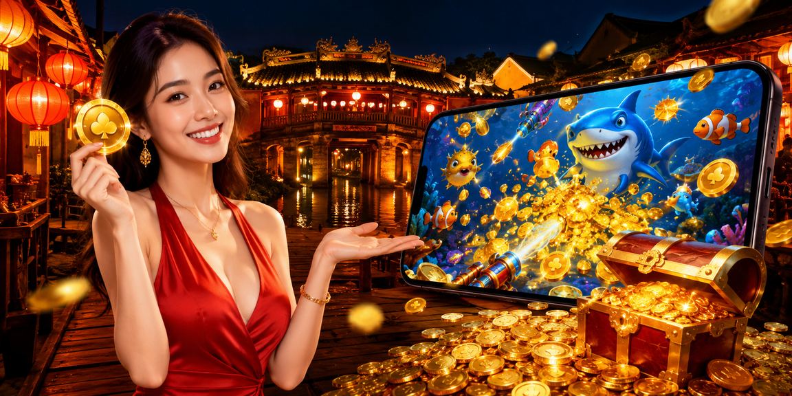 Người dùng thanh toán qua ứng dụng di động tại chợ đêm Hội An rực rỡ đèn lồng